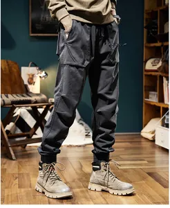 Men's retro winter cargo jogger pants with tapered cuffs for a stylish casual look