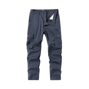 Pantaloni Cargo Casual da Uomo Multi-Tasche Gamba Dritta Moda Urbana Outdoor Resistenti all'Usura Tinta Unita Poliestere