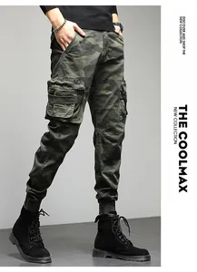 Pantalon cargo camouflage pour homme avec poches multiples et chevilles serrées