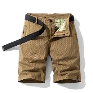 Pantaloncini cargo estivi larghi da uomo con trama a scacchi marroni e vestibilità casual