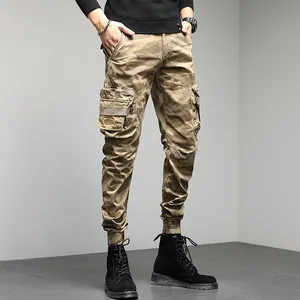 Pantalon de jogging cargo camouflage pour hommes avec plusieurs poches utilitaires