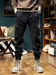Pantalon cargo pour homme doublé polaire style vintage américain avec ourlet élastique