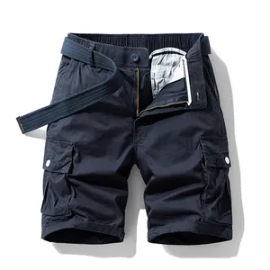 Men Retro Techwear Cargo Shorts Multi Pocket Streetwear Loose Cotton Shorts With Belt Outdoor Casual Summer Bottom