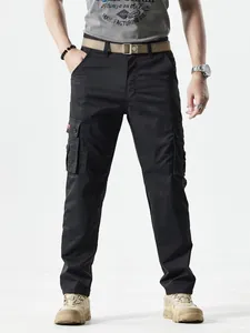 Heren Trendy Slim Fit Cargo Broek Multi-Pocket Rechte Pijp Vrijetijdsbroek Amerikaanse Vintage Medium Taille Outdoor Broek