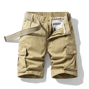 Summer men's loose cargo shorts with multi-pockets and belt in techwear style.