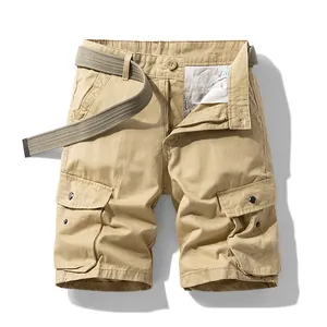 Short cargo kaki pour homme avec poches multiples et ceinture techwear