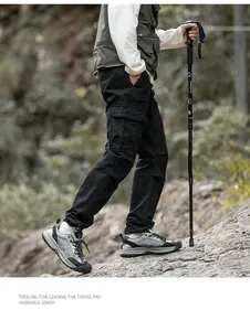 Pantalon cargo noir fonctionnel pour hommes, parfait pour la randonnée et les loisirs.