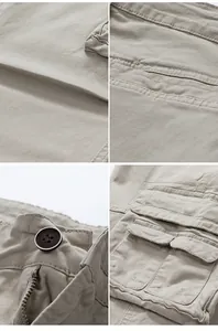 Detaillierte Nahaufnahme von Nähten und Taschen an einer strapazierfähigen Cargohose