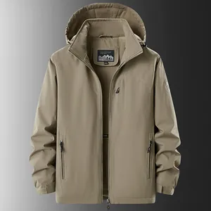 Men's Japanese Style Waterproof Fleece Lined Jacket Winter Warm Padded Coat With Removable Hood Multi-Pocket Casual Outerwear Top