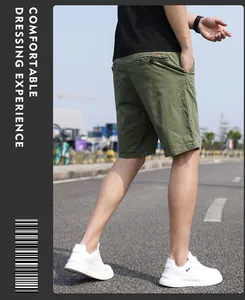 Men's olive green casual cargo shorts for summer street style fashion outfit