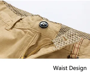 Close-up of waistband with button and zipper on retro men's cargo shorts