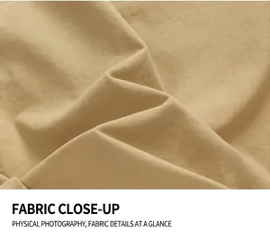 Close-up detail of the durable tan twill cotton fabric for men's summer cargo shorts
