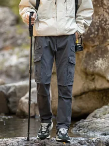 Pantalon cargo d'extérieur pour hommes avec cordon de serrage et poches multiples