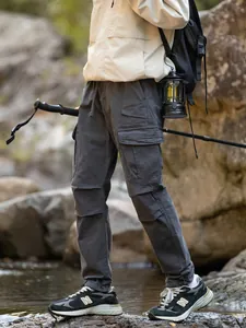 Pantalon cargo tactique de montagne avec cordon de serrage et poches gris foncé