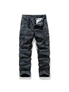 Pantalon cargo tactique camouflage sombre pour hommes avec coupe droite