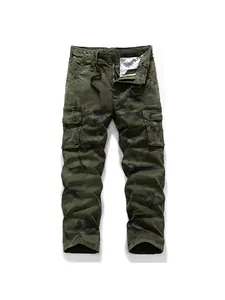 Pantalon cargo tactique camouflage pour hommes avec jambe droite et poches multiples pratiques