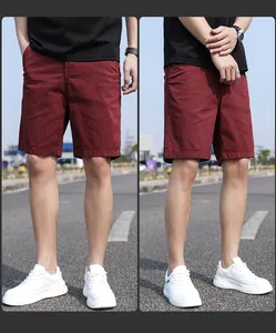 Men's vintage burgundy cargo shorts with a loose fit for high-quality summer casual wear