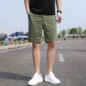 Men Japanese Vintage Cargo Shorts Loose Fit Cotton Knee Length Multi Pockets Casual Summer Workwear Bottom Short Pants
