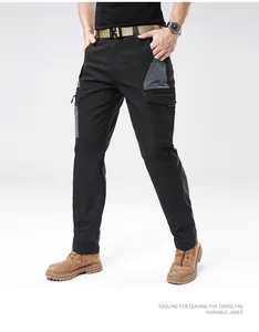 Men's durable black tactical cargo pants designed for outdoor hiking and training