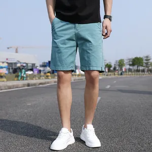 Men's high quality retro casual loose cargo shorts in turquoise for summer outdoor wear
