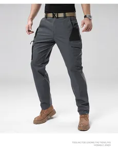 Durable men's outdoor dark gray cargo pants with functional pockets and stylish fit