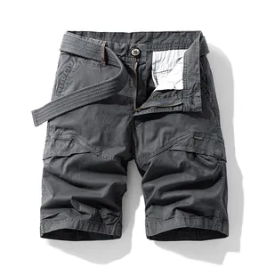 Short cargo rétro pour homme avec plusieurs poches et ceinture assortie en gris anthracite