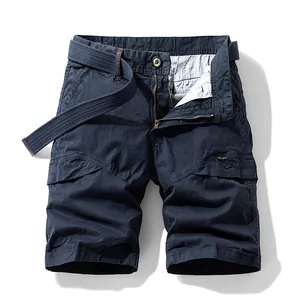 Short cargo vintage de haute qualité pour hommes avec plusieurs poches et ceinture