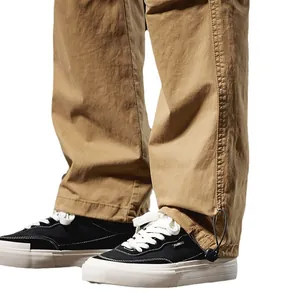 American style outdoor casual straight pants with adjustable drawstring hem for men