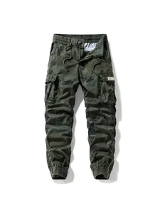 Men's Outdoor Camouflage Cargo Pants Fashion Cotton Blend Multi-Pockets Jogger Trousers Cuffed Casual Sports Pants For Traveling