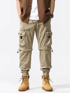 Heren Amerikaanse Retro Cargobroek Utility Multi-Zak Losjes Vrijetijdsbroek Outdoor Techwear Katoenmix Bottom Gemanchetteerde Broek