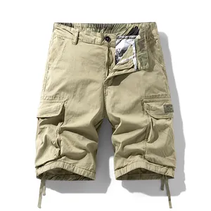 Short Cargo Décontracté pour Hommes Été Multi-Poches Mélange de Coton Ample Taille Moyenne Streetwear Short de Sortie