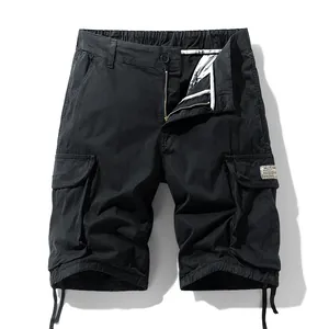 Short cargo noir décontracté pour homme avec plusieurs poches pour l'été