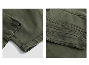 Close-up detail of durable stitching and cargo pocket on green tactical pants