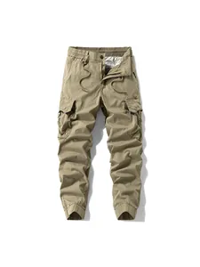 Men Japanese Retro Cargo Pants Loose Fit Jogger Long Pants Solid Color Casual Outdoor Versatile Cotton Blend Trousers Bottom
