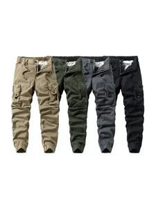 Pantaloni cargo uomo retrò con tasche multiple e polsini jogger in quattro colori