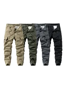 Men's outdoor cargo jogger pants with elastic drawstring waist in four classic colors