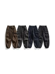 Men's functional multi-pocket cargo pants in four colors with drawstring waist