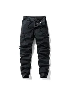 Pantalon Cargo Décontracté Multi-Poches pour Hommes Pantalon de Jogging à Taille Cordon en Mélange de Coton Tactique Extérieur Bottom