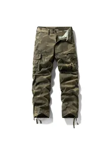 Pantalones cargo de camuflaje vintage para hombre con ajuste holgado y bolsillos