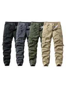 Pantalon cargo décontracté pour homme à poches multiples en quatre couleurs avec cordon