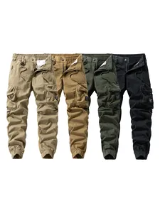 Men's outdoor retro multi-pocket cargo jogger pants shown in four versatile classic colors