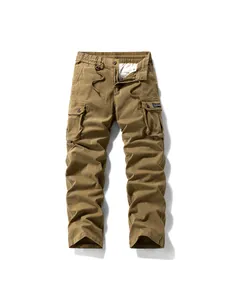 Men's Casual Cargo Pants Multi-Pocket Vintage Straight Leg Trousers Cotton Outdoor Tactical Pants