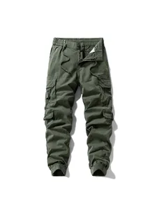 Premium στρατιωτικό πράσινο παντελόνι cargo jogger με πολλές τσέπες για άνδρες casual