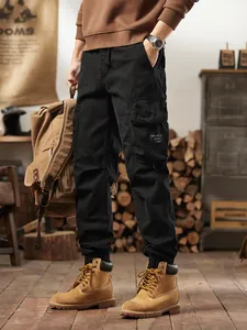 Men's American Vintage Cargo Pants Multi-Pocket Joggers Outdoor Streetwear Cotton Twill Casual Pants Hiking Trousers 8555