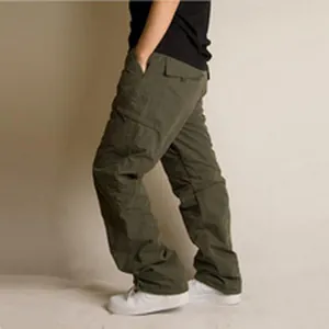 Full-length army green cotton cargo pants for men featuring multi-pocket design.