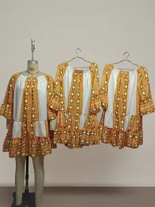 Bohemian patchwork flare sleeve dress for women in a summer holiday vacation style