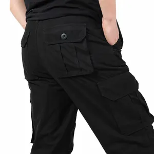 High-quality men's black cargo pants featuring warm double-layered polar fleece lining