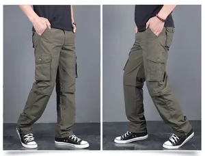 Herren Outdoor Wanderhose in Olivgrün, abnehmbar mit praktischem Multi-Taschen Cargo Design
