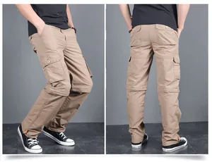 Detailansicht der abnehmbaren Khaki-Wanderhose für Herren mit funktionalem Multi-Pocket-Design