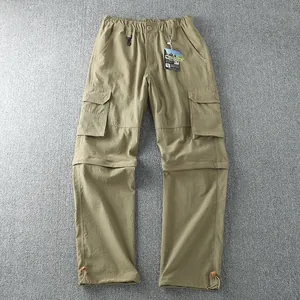 Convertible men's outdoor cargo pants with zip-off legs and multiple pockets.